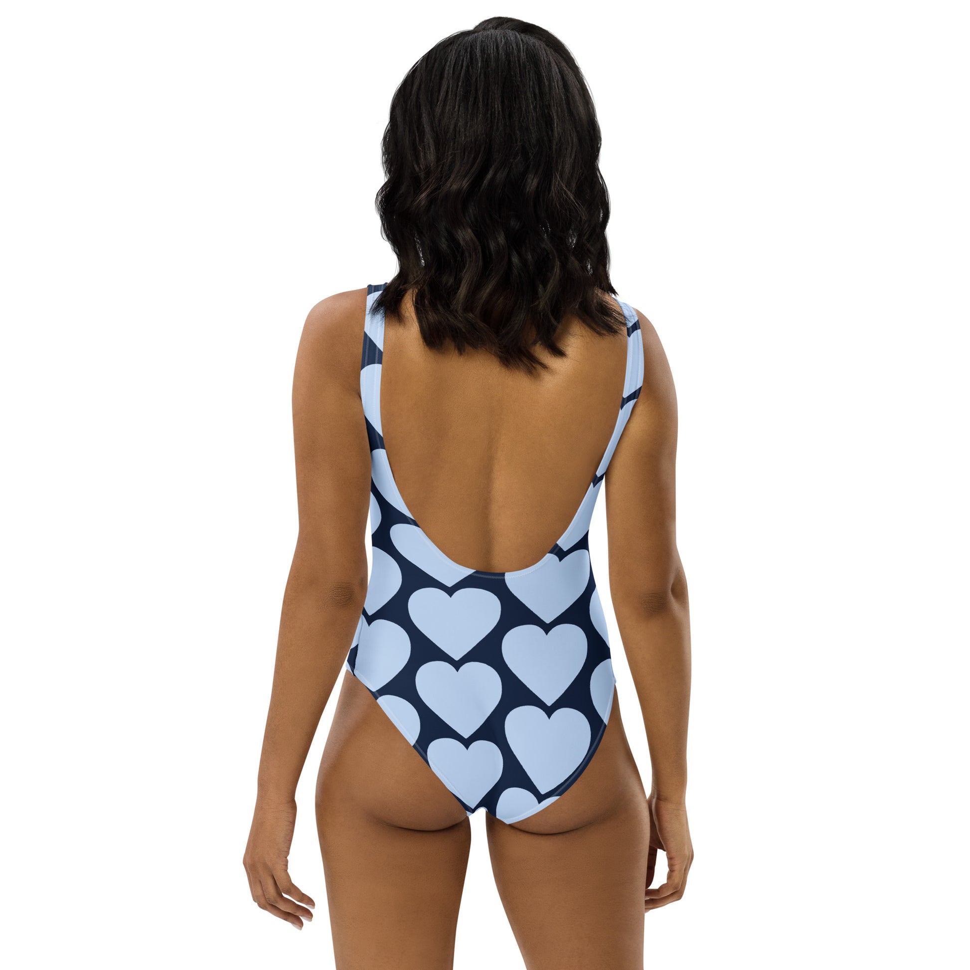 Rear view of chlorine-resistant Midnight Noir swimsuit highlighting the cheeky fit and low scoop back by CCANVAS.
