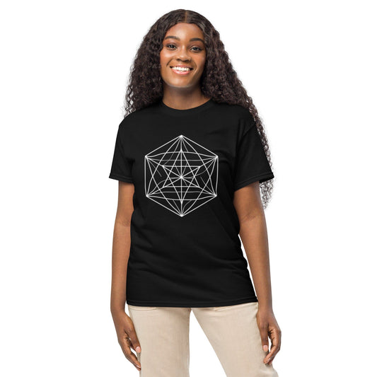 Sacred Geometry T-Shirt – White Line Art Cube Design | ccanvas - Women’s T-Shirt | Ccanvas