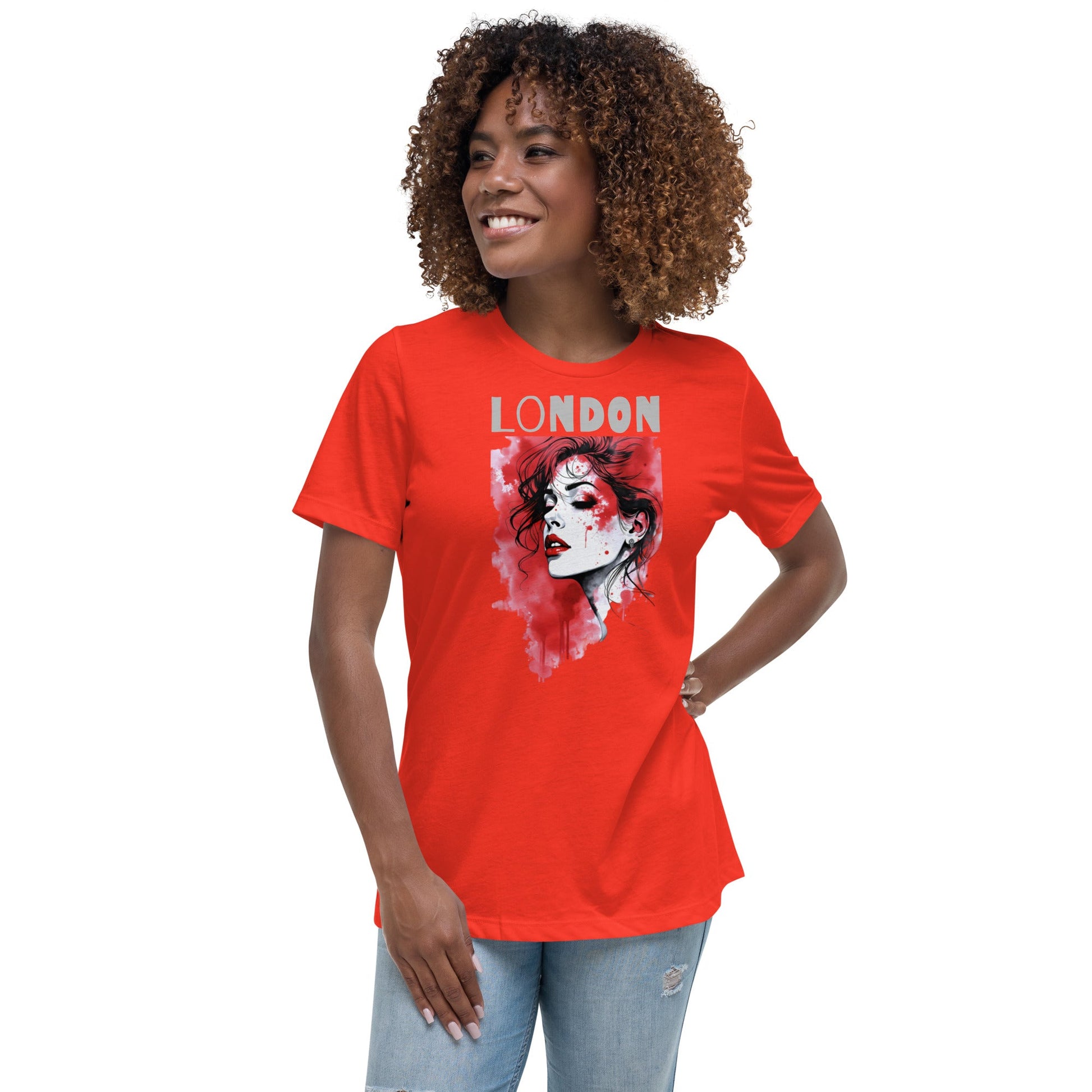 London Red Splash T-Shirt – Artistic Urban Portrait Tee | ccanvas - T-Shirts | Ccanvas